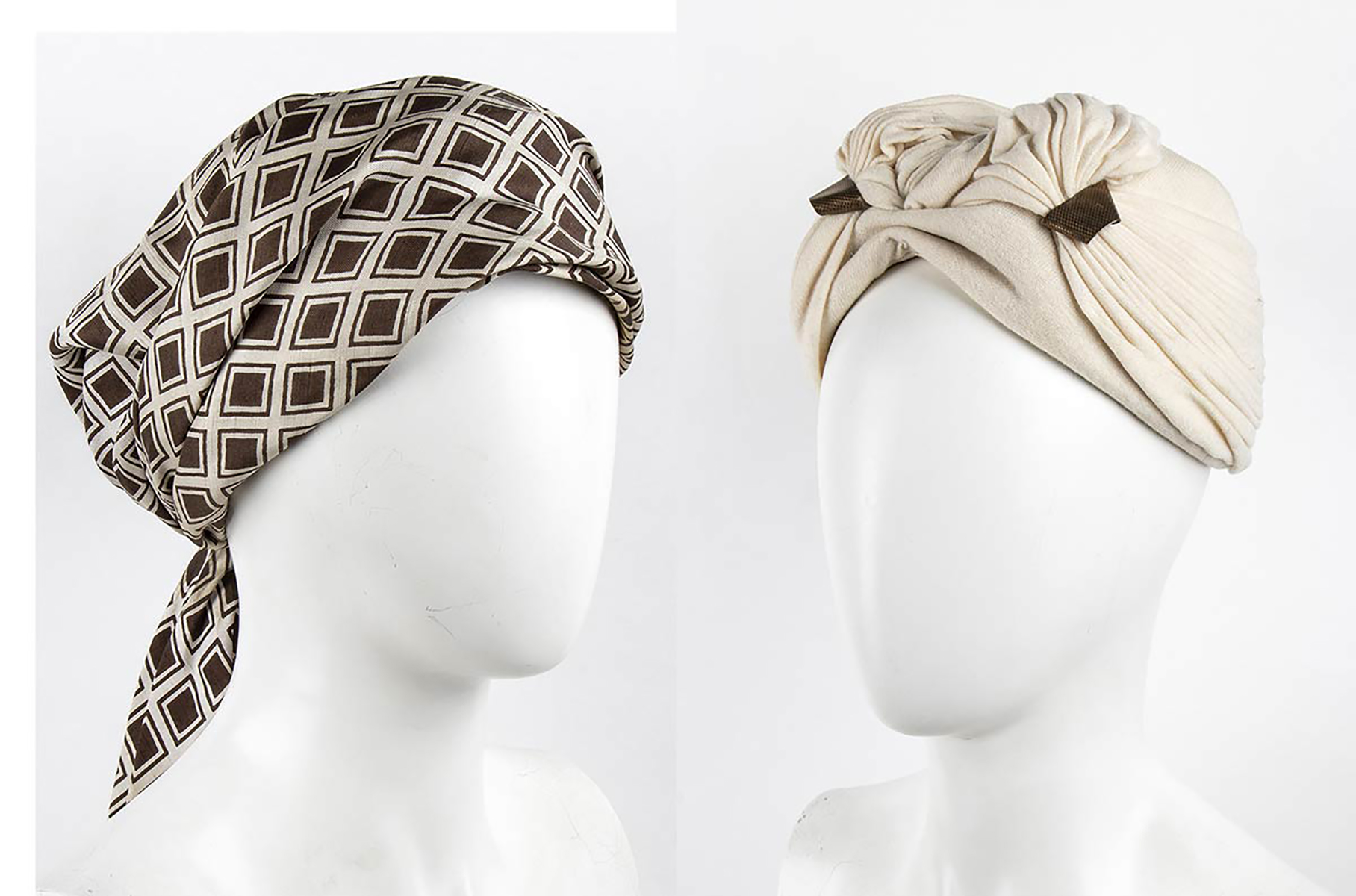 CESARE CANESSA TWO HATS 50s / 60s A lot of 2 hats: a wool turban hat, a silk scarf hat. General