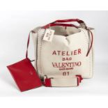 VALENTINO GARAVANI ATELIER 01 TOTE BAG 2020 A Valentino Garavani Atelier 01 red leather ivory canvas