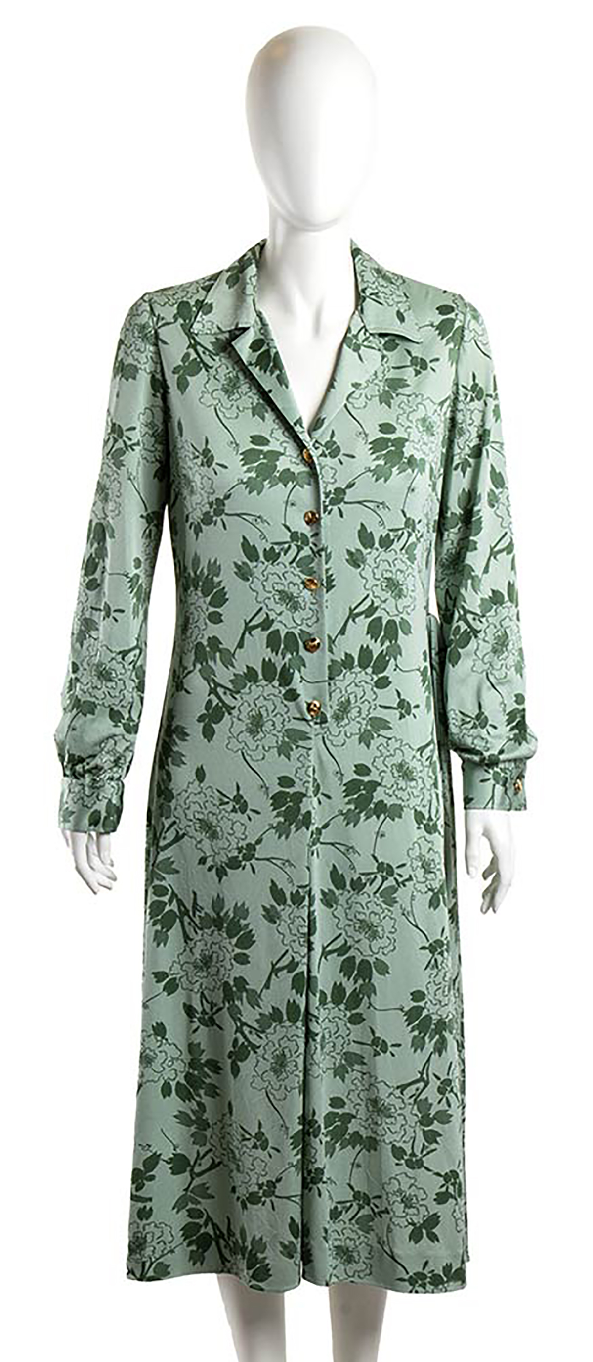 KEN SCOTT LOT OF 2 DRESSES 70s A lot of 2 Ken Scott dresses 1) A light green poly blend green floral - Image 5 of 9