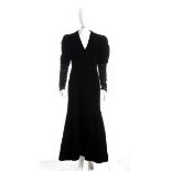 SORELLE CHIOFFI FIRENZE VELVET EVENING DRESS 70s Black velvet embroidered evening dress. General