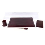 GUCCI DESK SET Late 60s/Early 70s ‘Ring’ Marine Crocodile skin Desk set, Bordeaux color and gilt