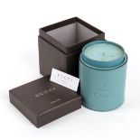 GUCCI ‘CAPRI GUCCISSIMA’ CANDLE 2015 ca turquoise leather case and glass candle, Original Box
