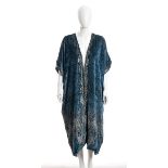 MARIA MONACI GALLENGA VELVET OVERCOAT 20s (signed fabric) steel blue velvet overcoat, silver and
