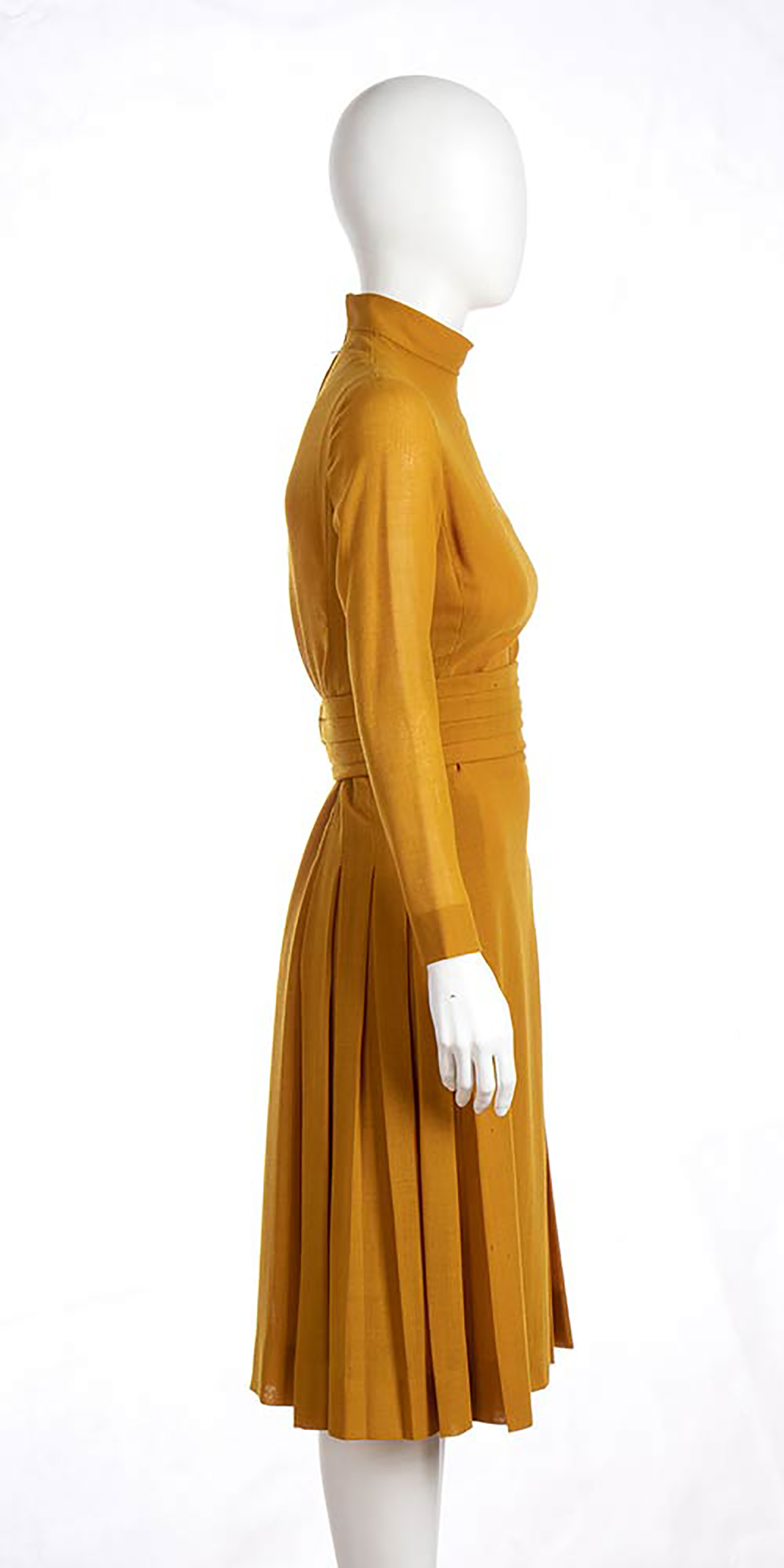 ROBERTO CAPUCCI WOOL DRESS Mid 60s Ochre wool dress, belt, Bust 85 cm waist 65 cm General Conditions - Image 2 of 5