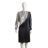 KRIZIA DRESS Early 80s Dark and light gray viscose dress. General Conditions grading B/C (signs of