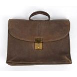 GUCCI LEATHER BRIEFCASE Late 70s Brown leather briefcase General Conditions grading C (needs