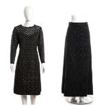 LUREX DRESS AND SILK SKIRT Mid 60s Black lurex dress and a black moire silk long skirt. General