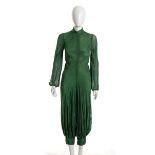 GERMANA MARUCELLI CHENILLE JUMPSUIT 1971 A green textured chenille jumpsuit, Bust 90 cm Waist 70 cm.