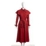 OSSIE CLARK WOOL GABARDINE DRESS Early 70s Red wool gabardine dress. General Conditions grading B