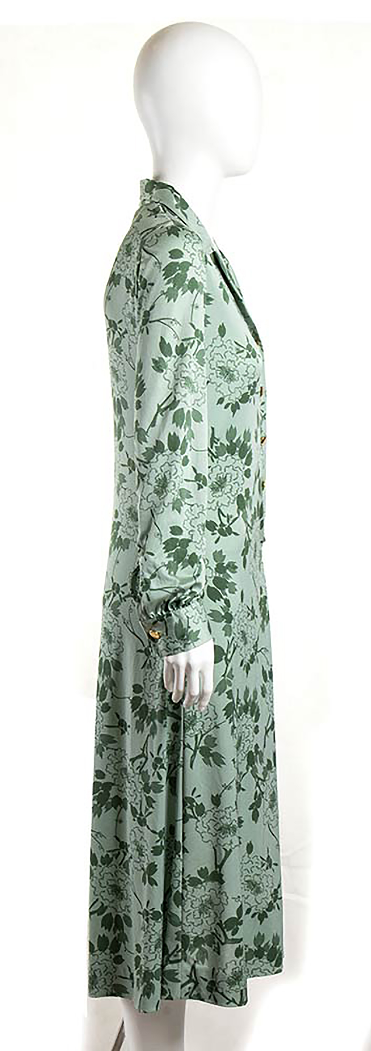 KEN SCOTT LOT OF 2 DRESSES 70s A lot of 2 Ken Scott dresses 1) A light green poly blend green floral - Image 2 of 9