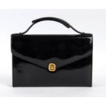 GUCCI LEATHER BAG 60s Black patent leather bag, gilded hardware Generale Conditiond grading B