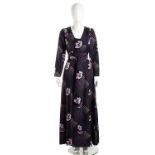 VERA MONT MAXI DRESS 70s A black poly blend lilac pattern maxi dress General Conditions grading B