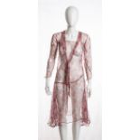 CHIFFON DRESS 30s Shades of pink chiffon dress, Bust cm 90. General Conditions gradings C (rips,