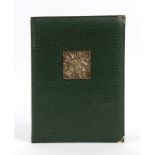 ARNALDO POMODORO FOR BAYER LEATHER DOCUMENT HOLDER 80s Dark green leather document holder (for