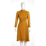 ROBERTO CAPUCCI WOOL DRESS Mid 60s Ochre wool dress, belt, Bust 85 cm waist 65 cm General Conditions