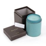 GUCCI ‘CAPRI GUCCISSIMA’ CANDLE 2015 ca Turquoise leather case and glass candle, Original Box,