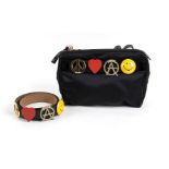 MOSCHINO REDWALL BAG AND BELT 90s A Peace Love Anarchy Smile nylon/patent leather bag and patent