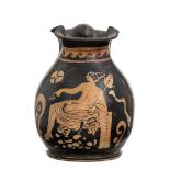 APULIAN RED-FIGURE TREFOIL OINOCHOE WITH SEATED DIONYSOS 4th century BC