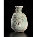 EGYPTIAN FAIANCE FLASK WITH UDJAT EYE Ptolemaic Period, ca. 332 - 30 BC