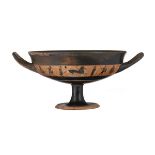 ATTIC BLACK-FIGURE BAND CUP KYLIX Near the Little Masters Group, 530 - 525 BC