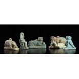 COLLECTION OF FIVE EGYPTIAN FAIENCE AMULETS Ptolemaic Period, ca. 332 - 30 BC