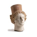 GREEK POLCROMY TERRACOTTA HEAD OF A GODDESS 4th - 3rd century BC
