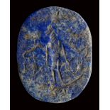 A large roman magical lapis lazuli intaglio. Anubis.