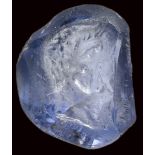 A roman sapphire intaglio. Bust of male ruler.