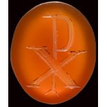 A late roman carnelian intaglio. Christogram.