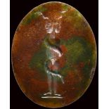An unusual roman magical agate intaglio with red and green inclusions. Zodiacal representation of Ge
