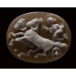 A large roman two-layers agate cameo. Eos on the chariot.