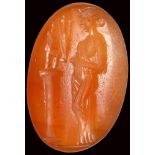 A roman carnelian intaglio. Offerer.