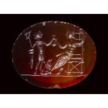 A large roman carnelian intaglio. Mythological scene.