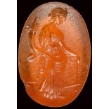 A roman carnelian intaglio. Fortuna-Tyche.