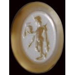 A roman nicolo agate intaglio. Warrior.