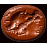 A roman red jasper intaglio. Gryllos.