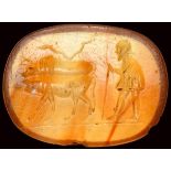 A roman carnelian intaglio. Bucolic scene.