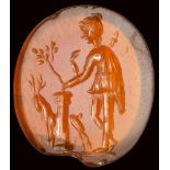 A large roman carnelian intaglio. Artemis.