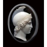 A fine neoclassical agate cameo. Bust of Athena.