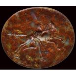 A fine roman red jasper with green, yellow and transparent inclusions. A running figure with a galop