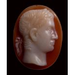 A postclassical agate cameo. Bust of a Julio-Claudian emperor.