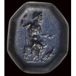 A roman nicolo intaglio. Zeus with the eagle.