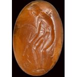 A roman agate intaglio. Apollo with a snake.