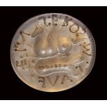A roman italic chalcedony intaglio. Pegasus with inscription and allegorical attributes.