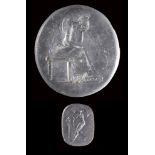 A lot of 2 neoclassical transparent glass impressions. Discobolos - Pietà from a canovian relief.