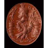 A roman red jasper intaglio. Allegory of Zeus.