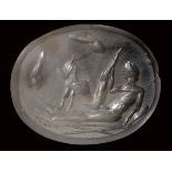 A postclassical agate intaglio. Erotic scene.