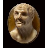 A postclassical agate cameo. Bust of Seneca.