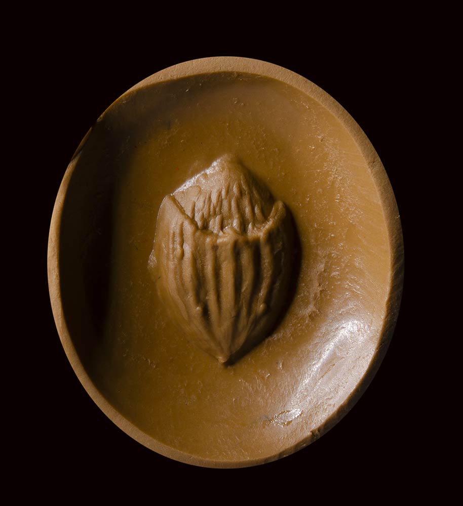 A fine greek blue chalcedony double sided seal intaglio. Heron hunting an insect / hazelnut. - Image 7 of 11