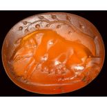 A fine roman carnelian intaglio. Sow.